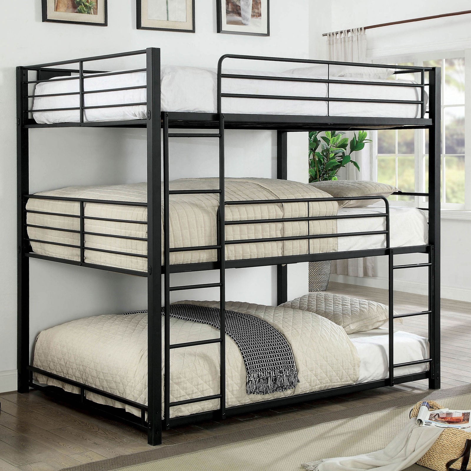 Olga III CM BK917F BED Full Triple Decker Bed Bed Bunk Bed