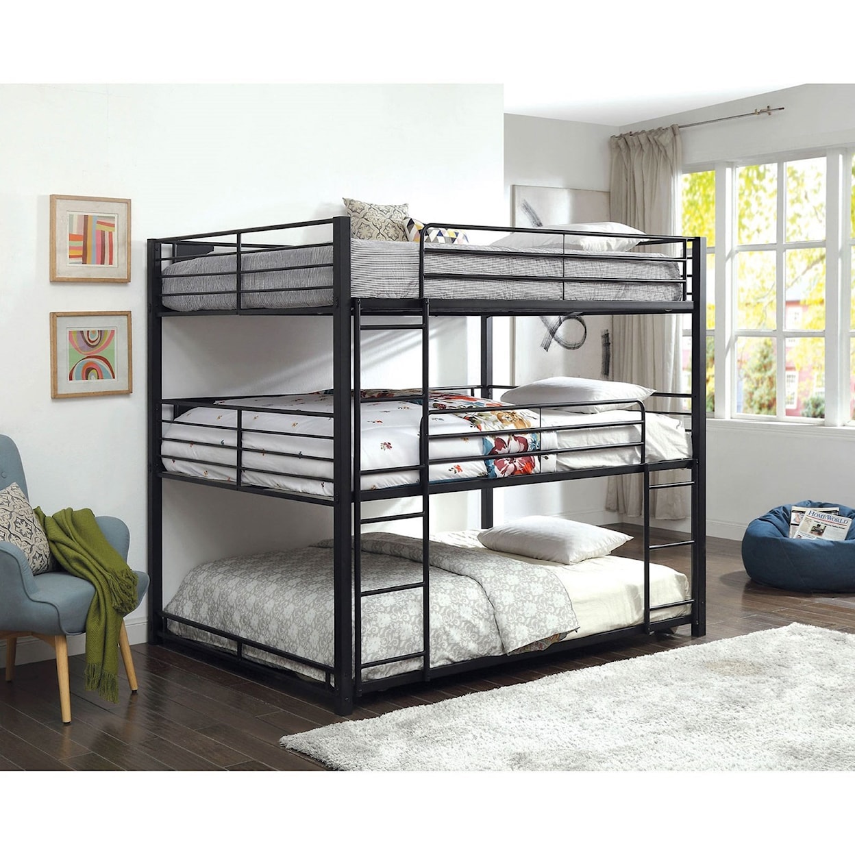 Furniture of America - FOA Olga III Queen Triple Decker Bed