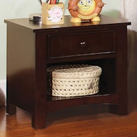 Transitional Night Stand with Open Storage Compartment