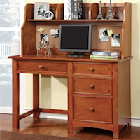 Transitional Desk and Hutch with Built-In Corkboard