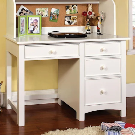 Transitional Desk with Round Drawer Knobs