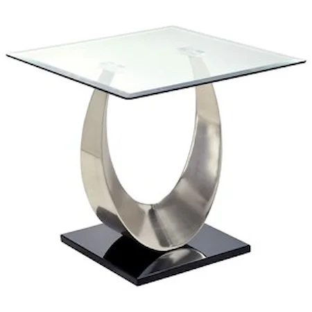 Contemporary End Table with Square Glass Top
