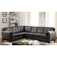 Faux Leather Sectional Sofa with Flared Arms