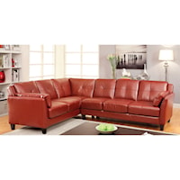 Faux Leather Sectional Sofa with Flared Arms