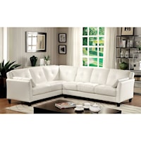 Faux Leather Sectional Sofa with Flared Arms