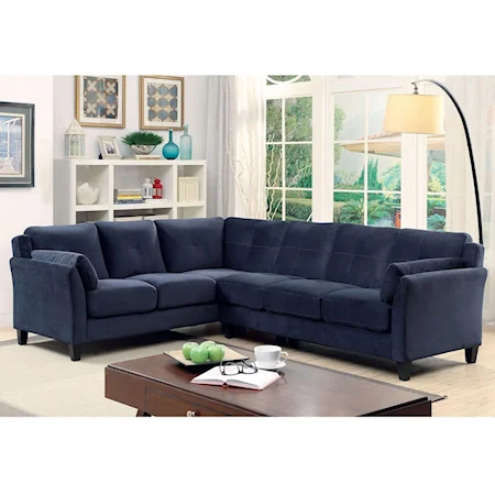 Modern Sectional Sofa with Flared Arms in Flannel-Like Fabric