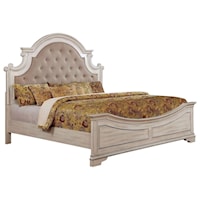 Traditional Queen Tufted Bed with Arch Headboard