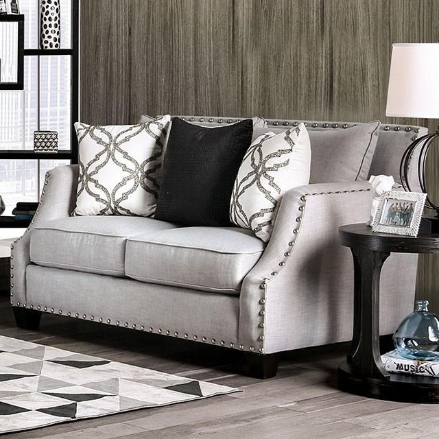 Loveseat with cheap nailhead trim