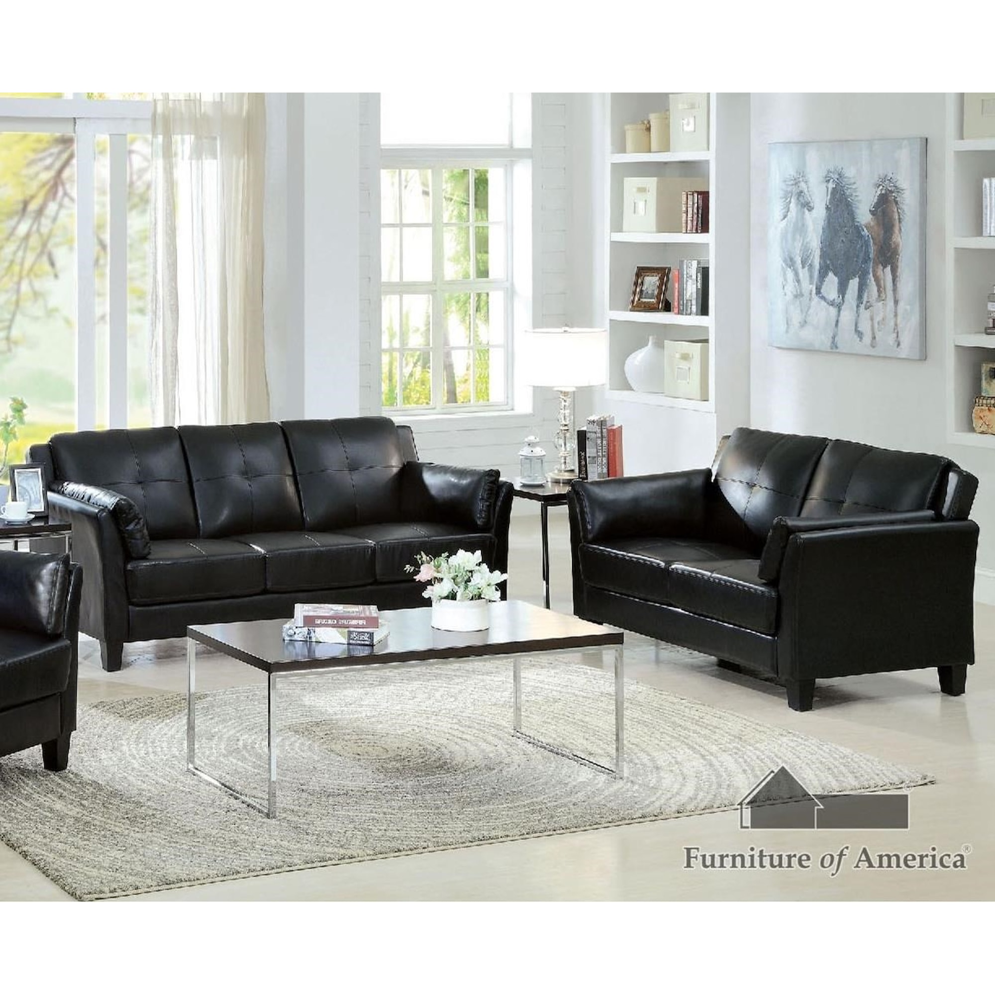 Furniture of America FOA Pierre CM6717BK2PC Stationary Living Room