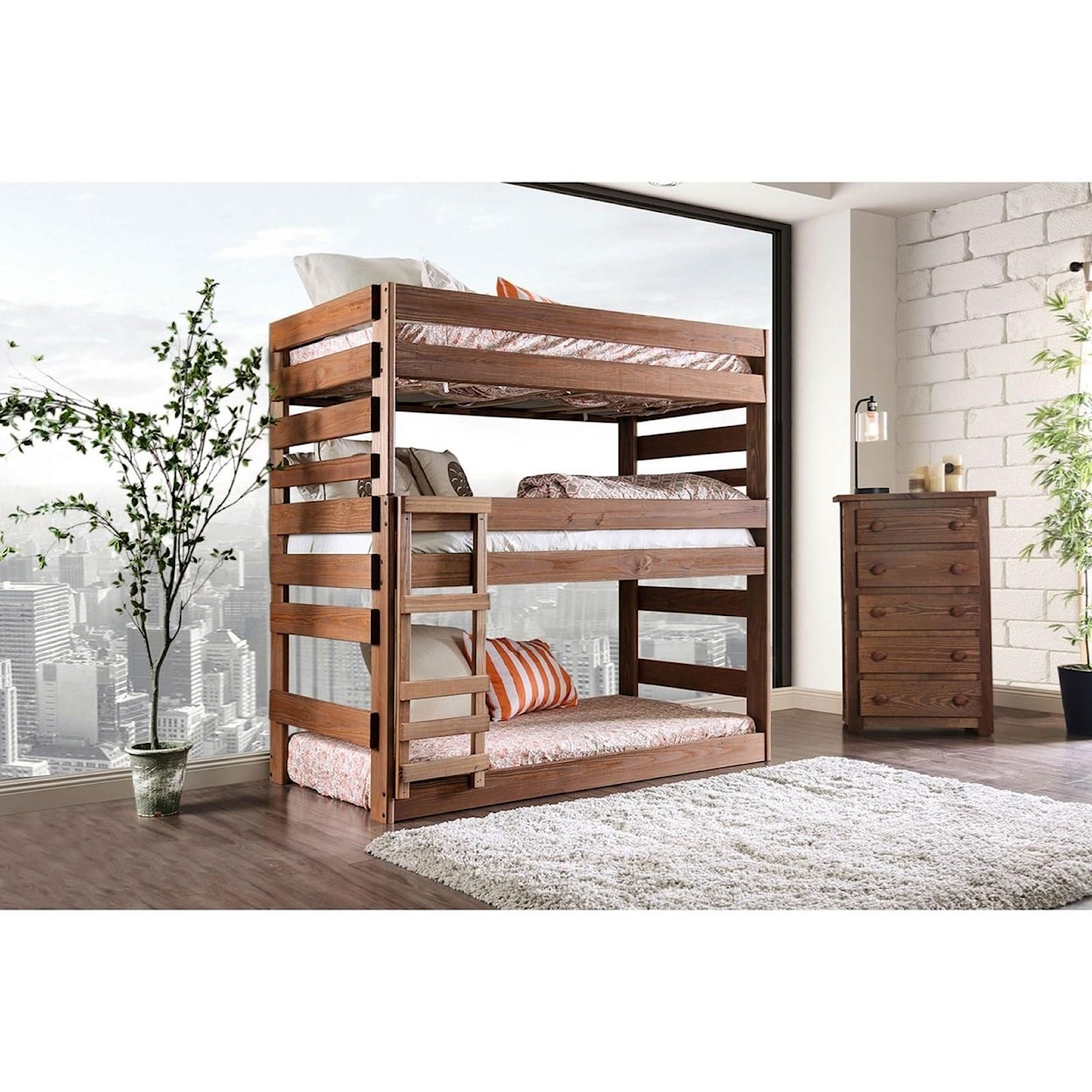 Furniture of America Pollyanna Twin Triple Decker Bed