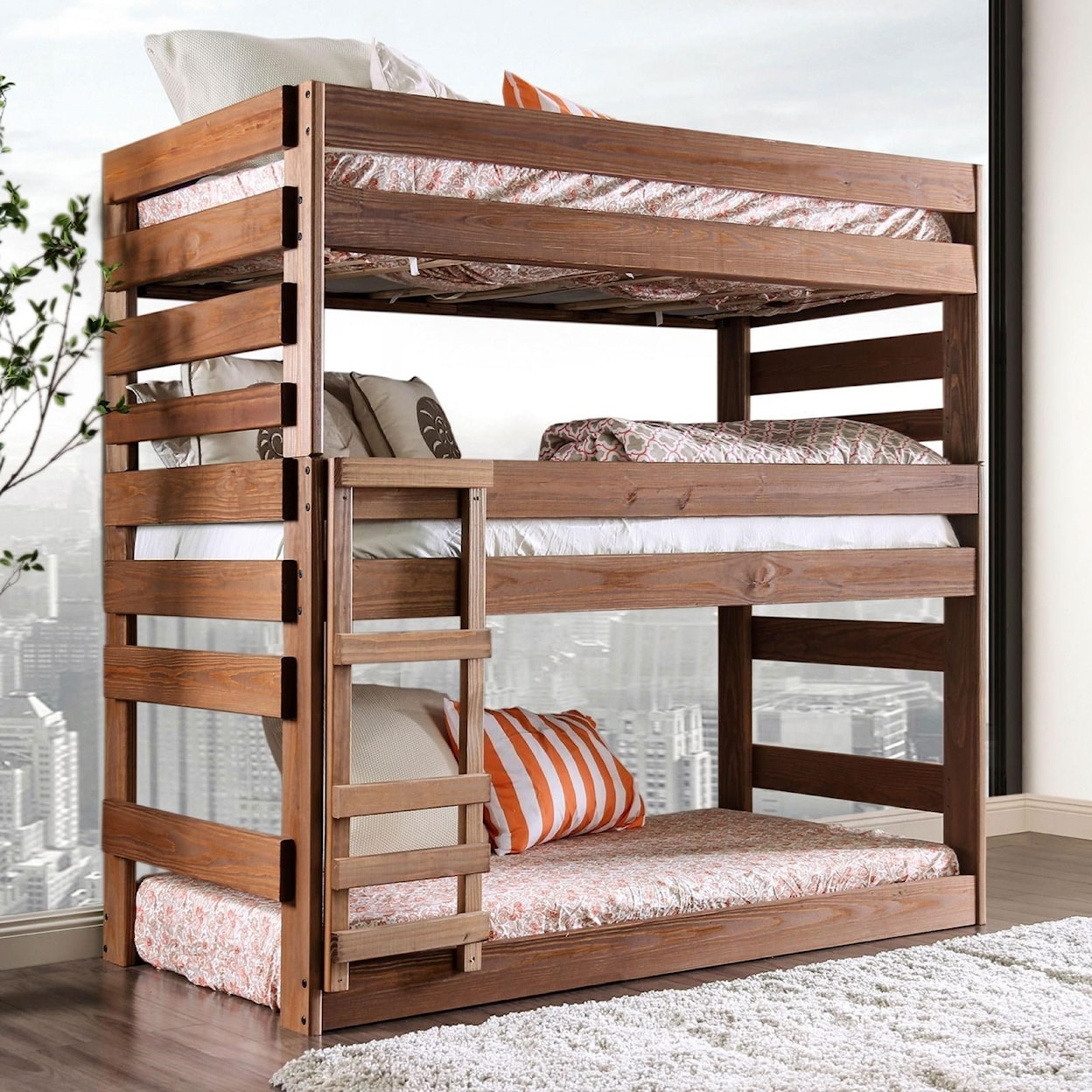 Furniture of America Pollyanna Twin Triple Decker Bed