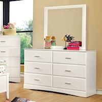 Transitional 6 Drawer Dresser and Mirror Combo