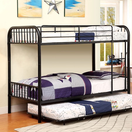 Metal Twin/Twin Bunk Bed w/ Trundle