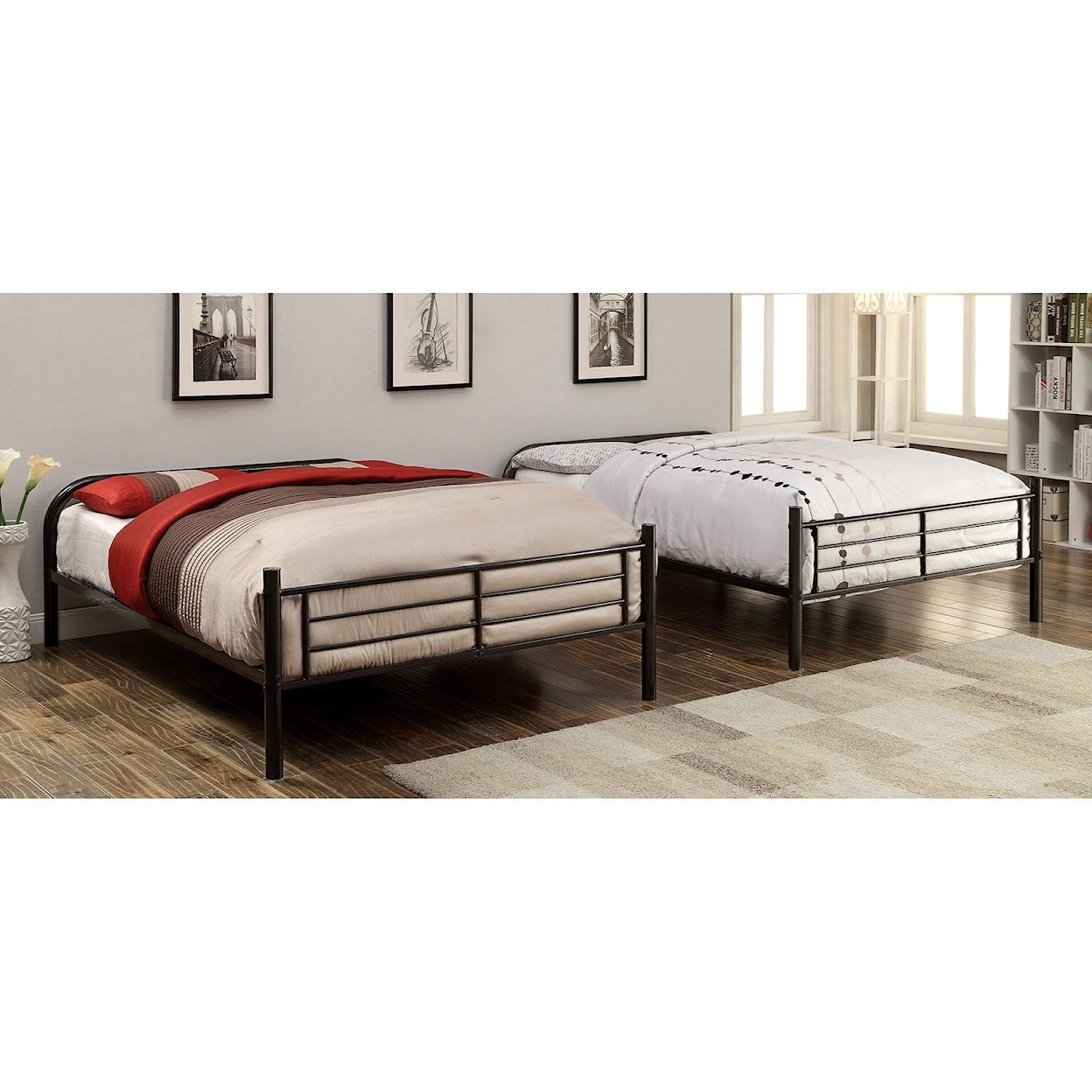 Furniture of America - FOA Rainbow Metal Twin/Twin Bunk Bed