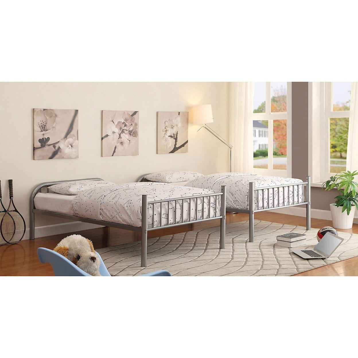 Furniture of America - FOA Rainbow Metal Twin/Twin Bunk Bed