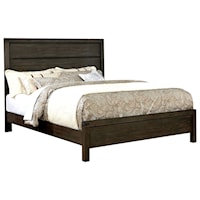 Transitional King Panel Bed with Slatted Headboard
