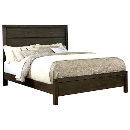 Transitional Queen Panel Bed with Slatted Headboard
