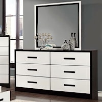 Contemporary 6 Drawer Dresser and Mirror