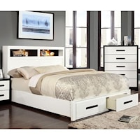 Contemporary Full Bed with 2 Footboard Storage Drawers