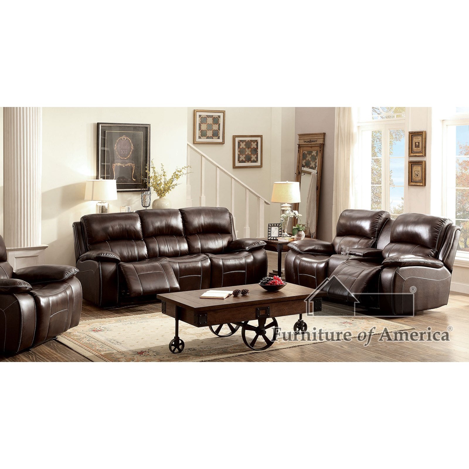 Furniture of America Ruth Sofa + Love Seat + Corner Chair