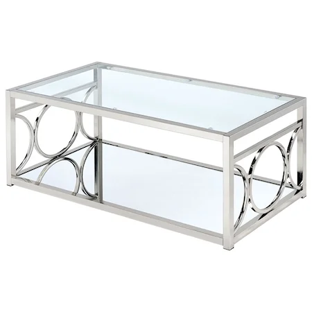 Contemporary Coffee Table with Chrome Metal Finish