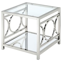 Contemporary End Table with Chrome Metal Finish