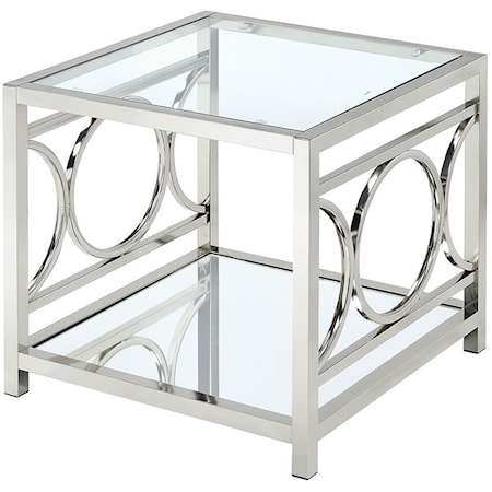 Contemporary End Table with Chrome Metal Finish