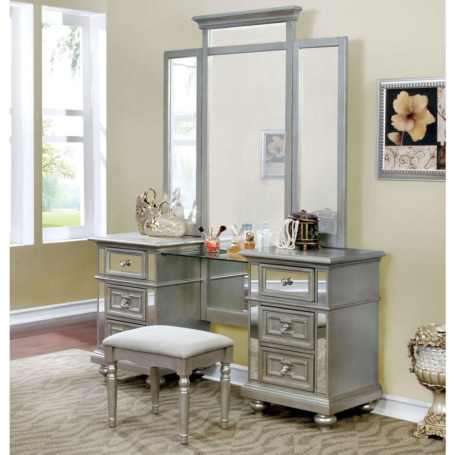 Louise white vanity outlet with stool
