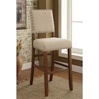 Rustic Bar Stool 2-Pack with Nailhead Trim