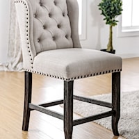 Transitional Counter Height Chair 2-Pack with Tufted Back and Nailhead Trim