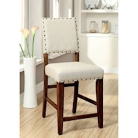 Rustic Counter Height Chair 2-Pack with Nailhead Trim