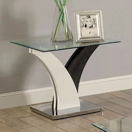 Square Glass Top End Table with Stainless Steel Base