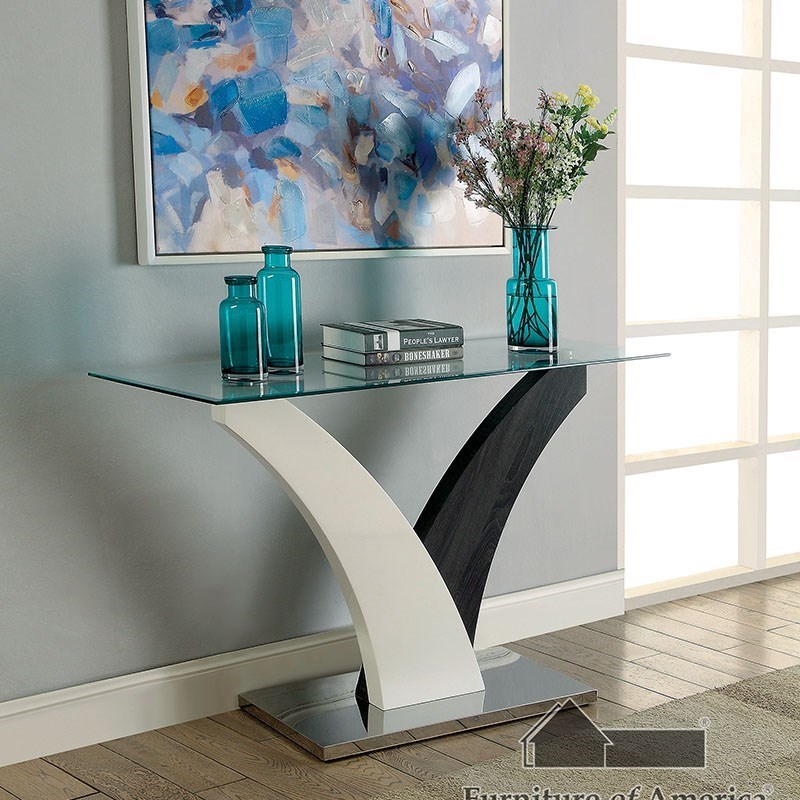 Furniture of America Sloane CM4244STABLE Glass Top Sofa Table with