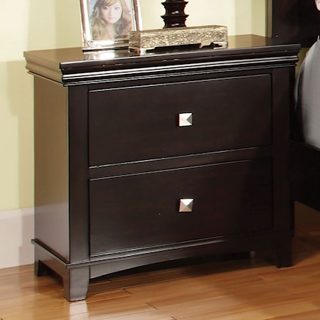 Transitional Two Drawer Nightstand