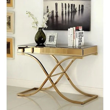 Mirrored Sofa Table with Metal Frame