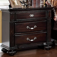 Traditional 3-Drawer Nightstand with Antique Brass Handles