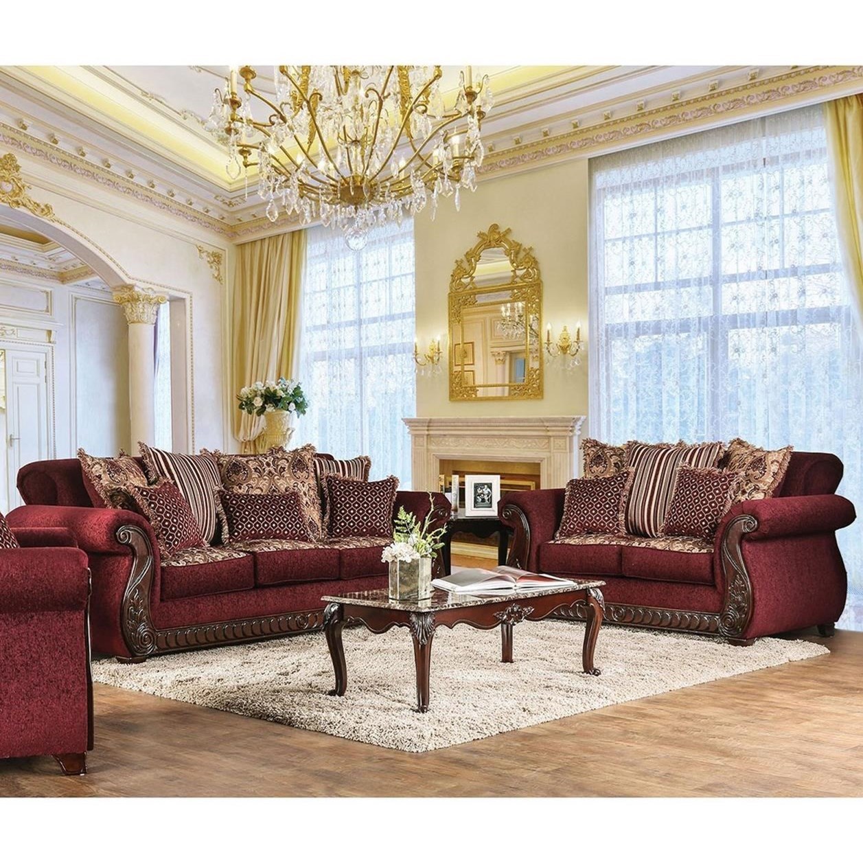 Furniture of America FOA Tabitha SM61102PC Traditional Sofa and