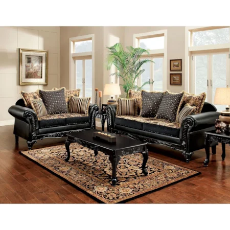 Traditional Sofa and Love Seat with Rolled Arms