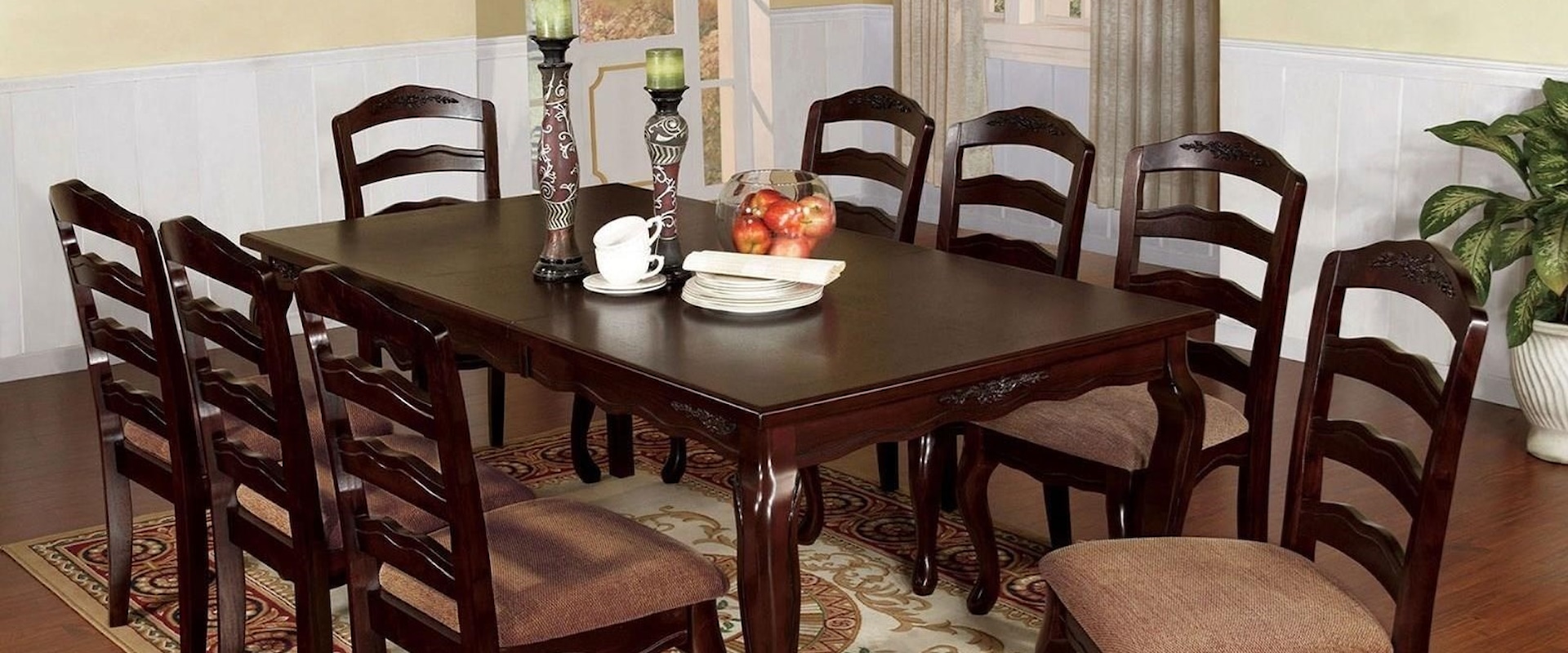 Traditional 9 Piece Dining Set with 78" Table