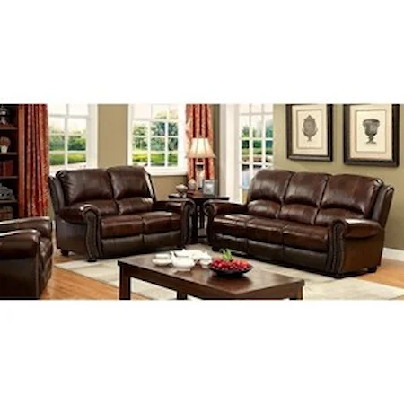 Traditional Faux Leather Sofa, Loveseat, and Chair Set