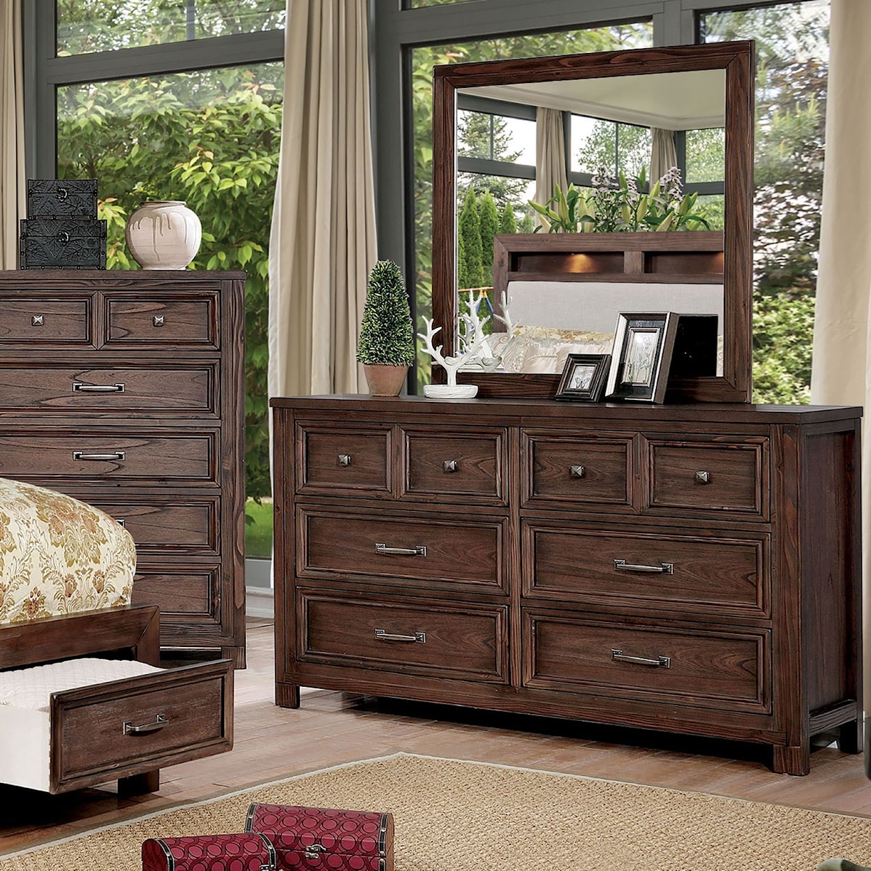 Furniture of America - FOA Tywyn Dresser and Mirror Combination