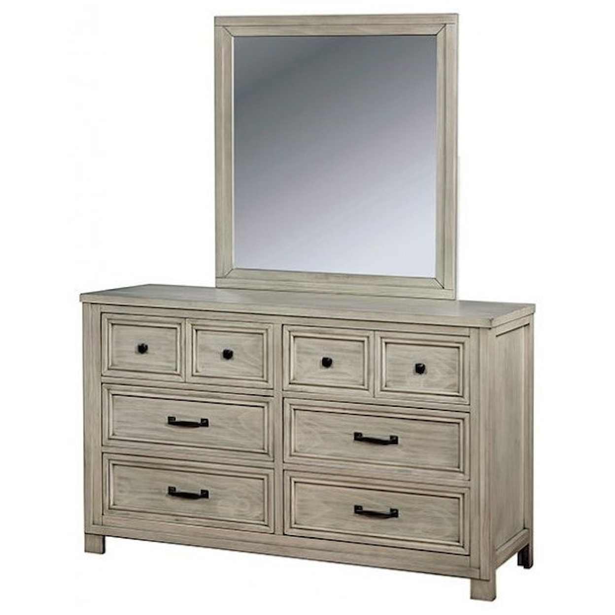 Furniture of America Tywyn Dresser and Mirror Combination