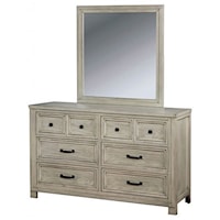 Transitional 6-Drawer Dresser and Mirror Combination with Felt-Lined Top Drawers