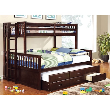 Twin-over-Queen Bunk Bed and Trundle