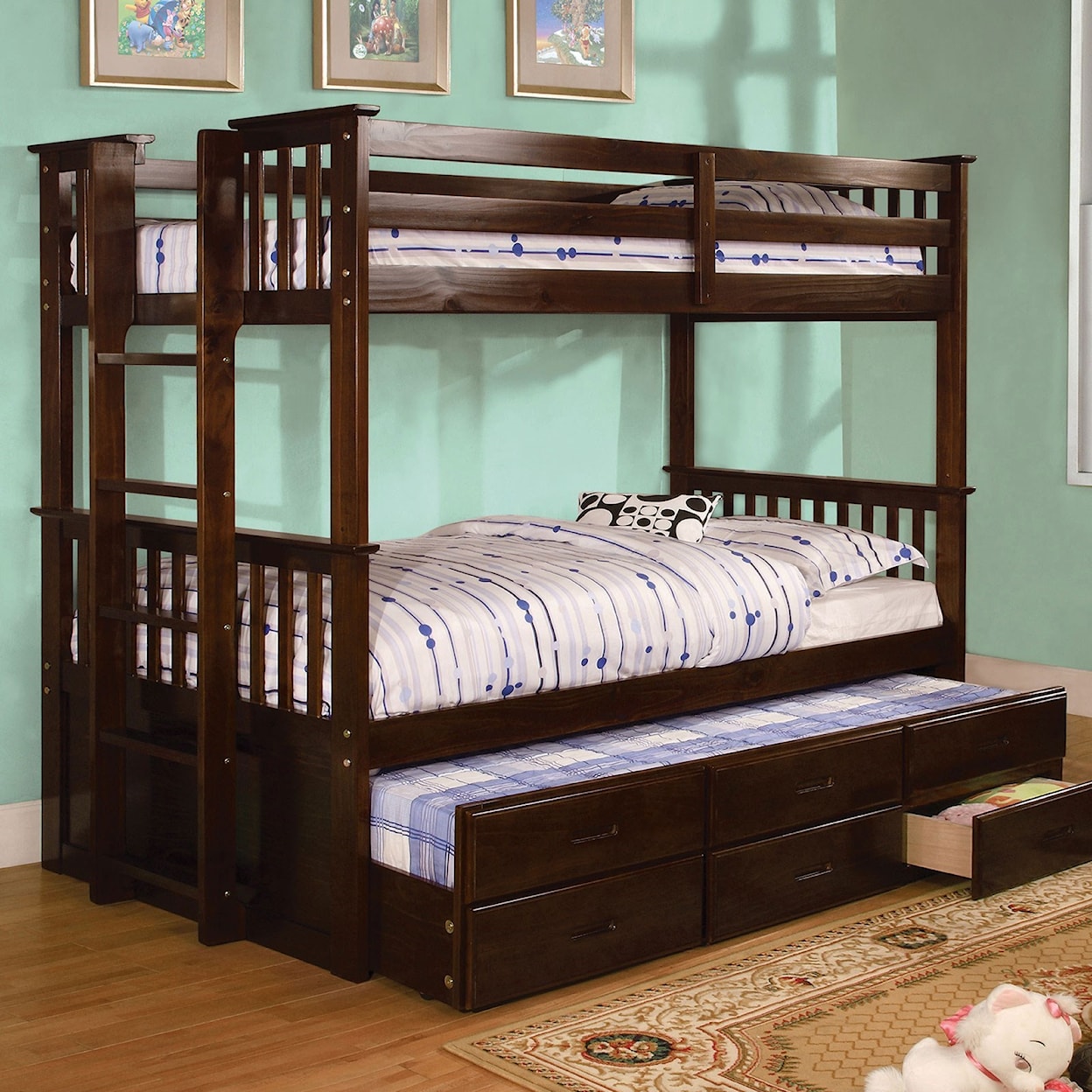 Furniture of America University Twin-over-Twin Bunk Bed and Trundle