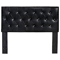 California King Faux Leather Upholstered Headboard with Acrylic Crystal Buttons