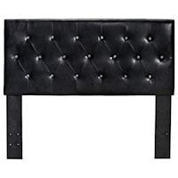 King Faux Leather Upholstered Headboard with Acrylic Crystal Buttons