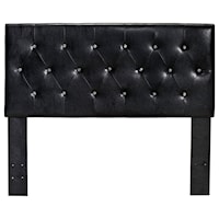 Queen Faux Leather Upholstered Headboard with Acrylic Crystal Buttons