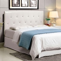 California King Faux Leather Upholstered Headboard with Acrylic Crystal Buttons