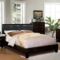 Contemporary California King Bed with Upholstered Leatherette Headboard
